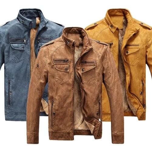 Hot quality Autumn And Winter men leather jacket warm plus velvet coat leisure men jacket motorcycle Windproof PU leather