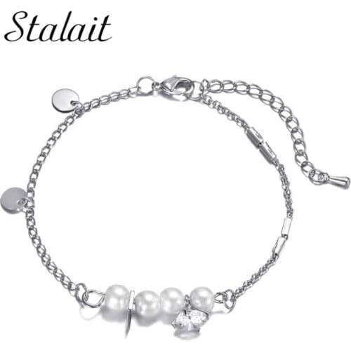 Small Round Pearl Bracelets Clear Cubic Zirconia Chain Bracelet Women Accessories Luxury Designer Charms For Bracelets Jewelry