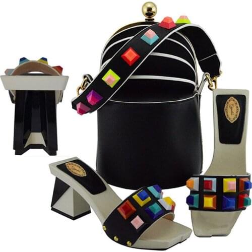 Latest Fashion PU Leather Shoes And Bags To Match Set Nigerian Woman High Heel Shoes With Bag Set Bag Set For Wedding On Stock