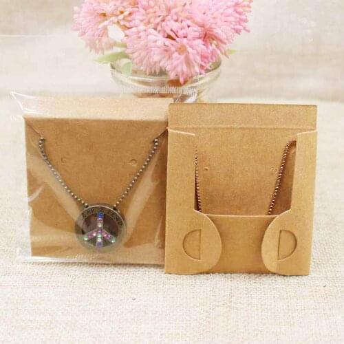 2017 new black/brown necklace packing card jewelry pendant display card with extended folded packing card 100pcs+100opp bag