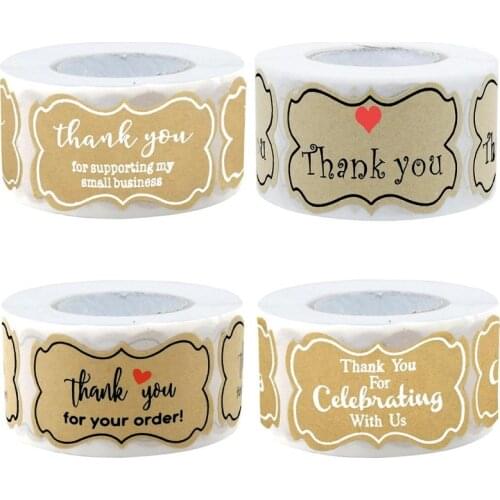 New 250pcs Natural Kraft "Thank You for Supporting My Small Business" Stickers seal labes For Handmade Baking Gift Decor Sticker