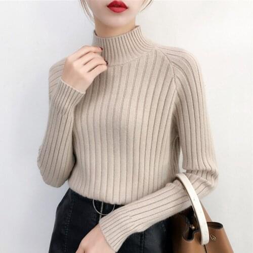 New Turtleneck Sweater Women Pullover High Elasticity Knitted Ribbed Slim Jumper Autumn Winter Basic Female Sweater truien dames
