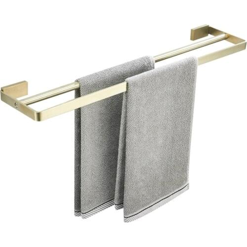 Leyden Brushed Gold Double Towel Bar,Dual Towel Holder 24 Inch Length Two Solid Stainless Steel Wall Mounted Modern