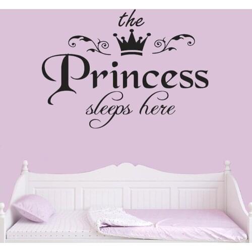 Princess Sleeps Baby Kids Girl Quote Wall Stickers Art Room Removable Decals Fad Vinyl Decal Bedroom Decor Home Decoration z001
