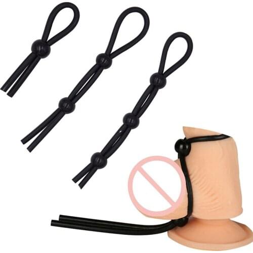 Adjustable Penis Ring Rope Sex Toys For Adults Men Silicone Ejaculation Delay Cock Scrotum Ring Male Lasting Cock Ring