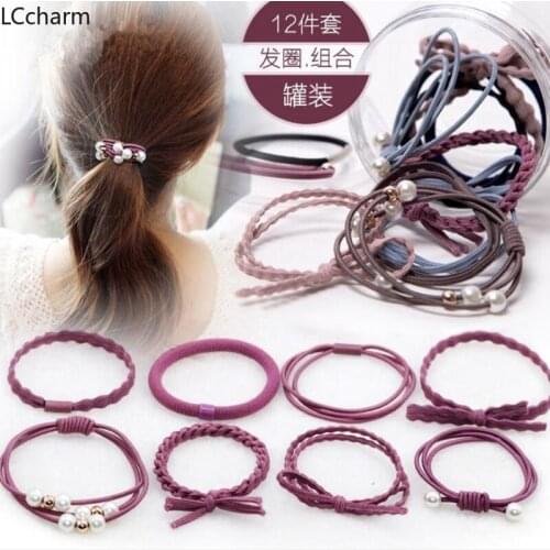 12Pcs/Set Women Ladies Colorful Elastic Rubber Hair Ropes Hair Bands Girls Fashion Ponytail Holder Hair Accessories