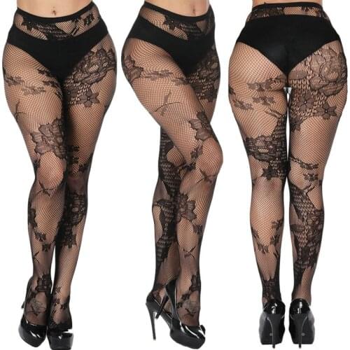DOIAESKV Sexy Women Lingerie Fishnet Tights Sexy Jacquard Thigh-Highs Stockings Tights Pantyhose Lace Floral Hosiery Plus Size