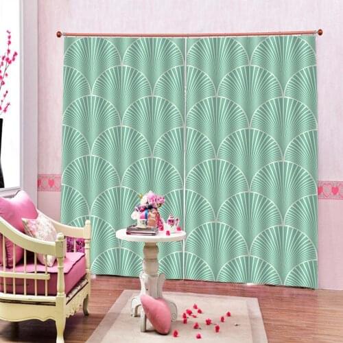 Modern Printing Cartoon Fish coral Geometric patterns Window Curtain For Childrens room Polyester Fabric Blackout Drapes Sets
