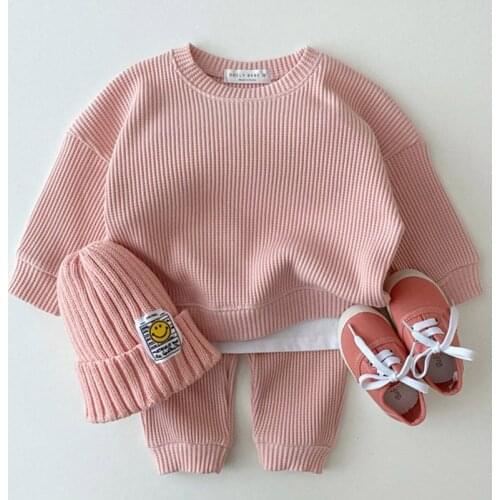 Childrens Clothing Set Casual Knitted Suit Spring Autumn Loose Tracksuit Pullovers Tops+Pants Toddler Girl Boy Outfits Clothes