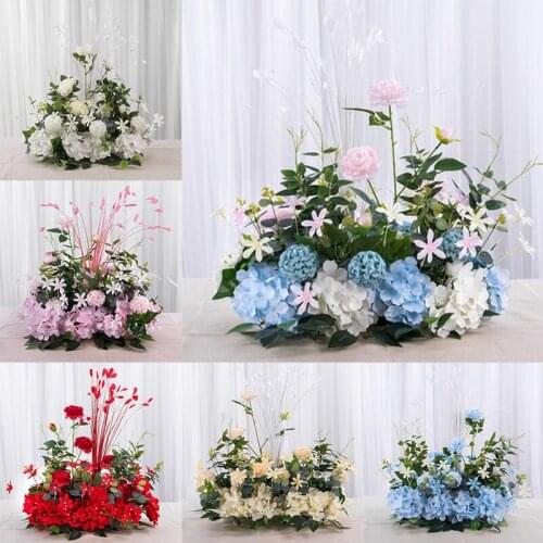 Wedding Decoration Simulation Flower Stage Layout Row Flower Arch T Stage Welcome Area Decoration Guide Flower Plastic Flower