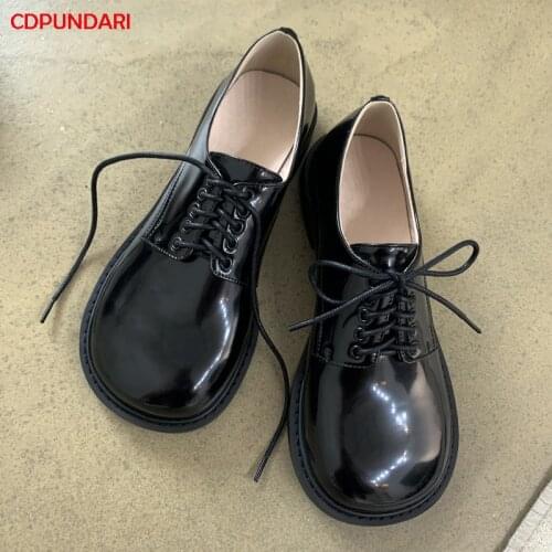 Fashion Round Toe Genuine Leather Flat Shoes Women Loafers Summer Lace Up Casual Flats Zapatos Casuales De Mujer Zapatos Planos