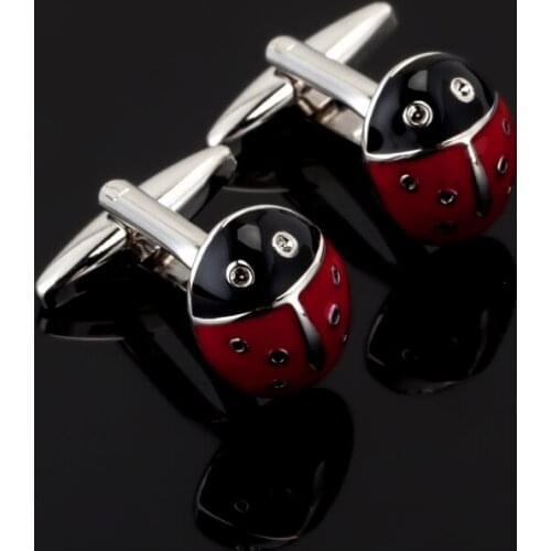 Mens fashion jewelry of high quality copper material enamel funny animal red beetle Cufflinks men shirt cuff French Cufflinks
