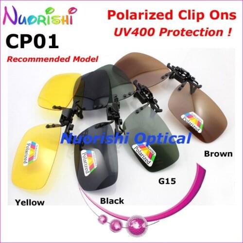 10pcs Green-gery G15 Brown Yellow Polarized Clip On Sunglasses TAC Lens with UV400 Free Shipping CP01