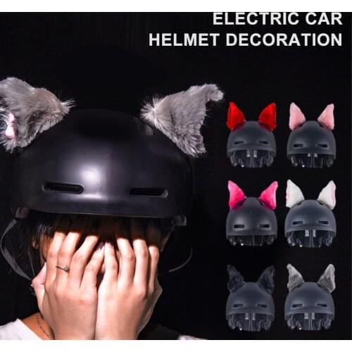 1Pcs Motorcycle Helmet Cute Cat Ear Plush Motocross Full Face Off Road Helmet Decor Accessories Helmet Sticker Styling wholesale