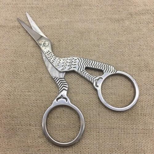 1PC Silver Sewing Scissors Heron Egret Durable High Steel Vintage Tailor Scissors For Fabric Craft Household