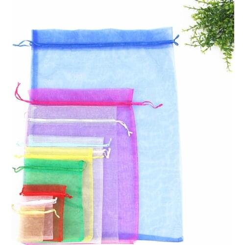 10pcs White Large Organza Bags 20x30cm Organza Drawstring Punches Bags Candy Jewelry Packaging Bag Party Wedding Favor Gift Bags