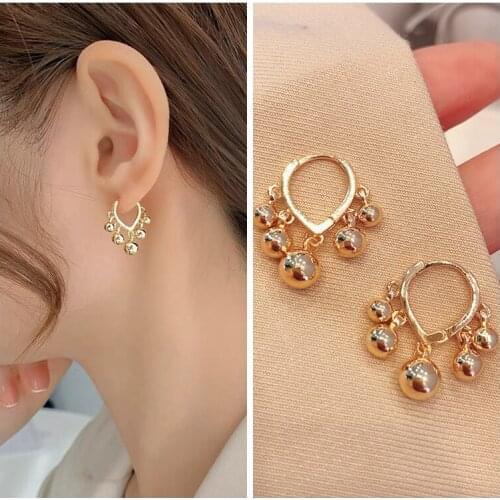 12pcs/lot Niche Design Hoop Earrings Metal Tassel Round Bead Hoop Earrings Exquisite Temperament Hoop Earrings for Women Jewelry