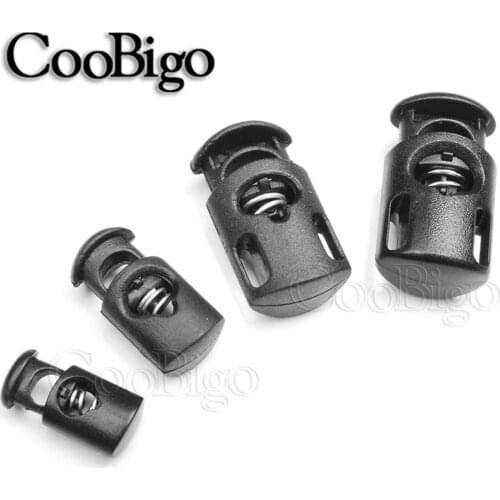 20pcs Plastic Black Cord Lock Stopper Single Hole Spring Clasp Stop Toggles For Paracord Garment Hang Lanyard Rope Accessories