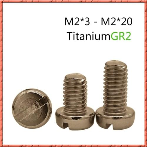 50pcs/lot Pure Titanium M2*3/4/5/6/8-18/20 GR2 Round head screw cup cylindrical head slotted small screw anticorrosion antirust