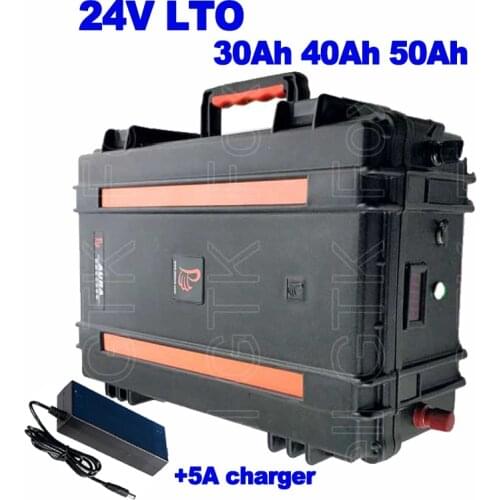 LTO 24V 30Ah 40Ah 50Ah Lithium titanate battery smart BMS 20000 cycles for Hunting lamp Solar street lamp lawn mower +5A charger