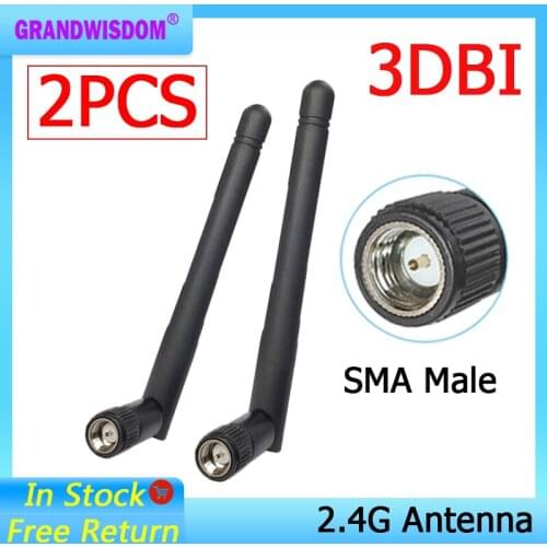 2pcs 2.4GHz WIFI Antenna 2dBi-3dbi Aerial SMA Male connector wi fi antena 2.4 ghz antenne wi-fi for Wireless Router antenas
