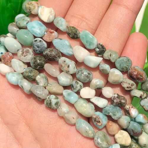 8-10mm Natural Irregular Larimar Stone Beads for Jewelry Making Loose Bead Fit DIY Necklace Bracelet Jewellery 15'' Strand