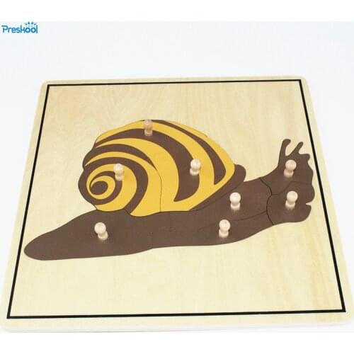 Baby Toy Kids Montessori Snail Puzzle Animal for Children Wood for Early Childhood Education Preschool Training Learning