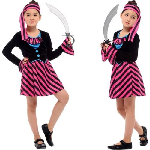 Children Caribbean Pirate Girl Princess Costume Christmas Carnival Halloween Masquerade Kid Fancy Dress Clothes Cosplay Clothing