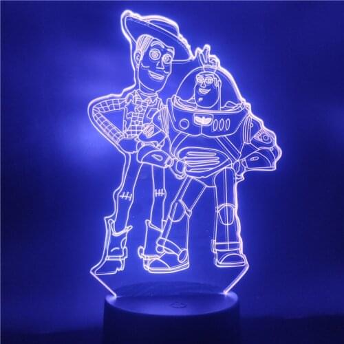Disney Toy Story Buzz Lightyear Sheriff Woody Cartoon LED Night Light for Kid Touch Sensor Novelty Bedroom Lamp 3d Light Gifts