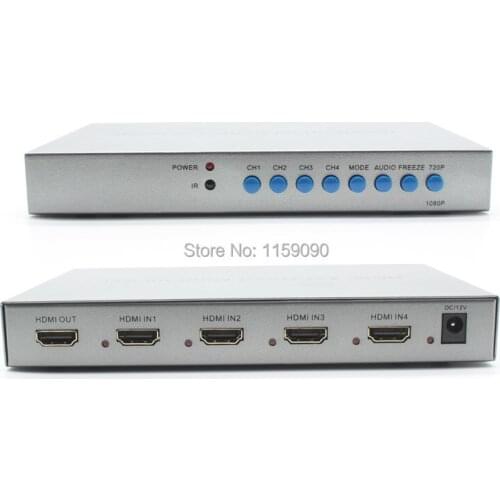 HDMI 4x1 Quad Multi-viewer Switcher PIP HD Video Splitter Compliant Divider Video Converter Support Seamless Switch