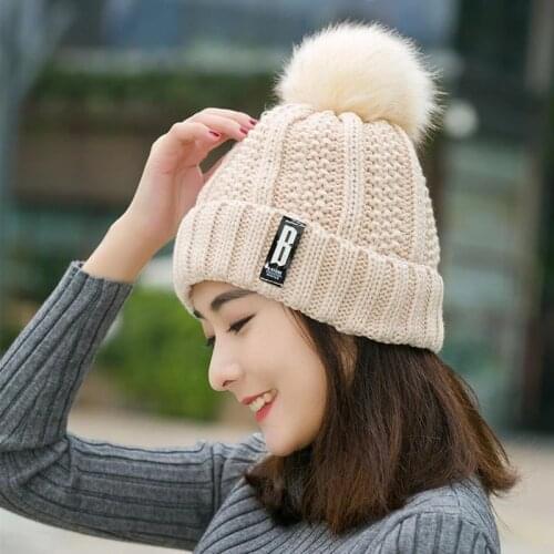 Two pieces Hat Scarf Set Beanie Cap woman Hats Girls Caps Fake Ball Pompon Keep Warm Winter Knitted Skullies