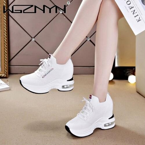 High Quality Women Vulcanized Shoes Ladies Chunky Trainers Hidden Heels Wedge Sneakers Breathable Platform Shoe Zapatillas Mujer