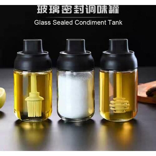 Kitchen Seasoning Box Salt Pot Glass Seasoning Bottle Jar Japanese Condiments Bottle Sugar MSG Poney Pot