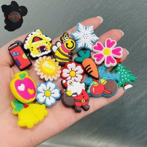 1PCS PVC Cute Cartoon Bell Snowflake Santa Fridge Magnetic Sticker Flower Bee Apple Carrot Refrigerator Magnets Christmas Gift