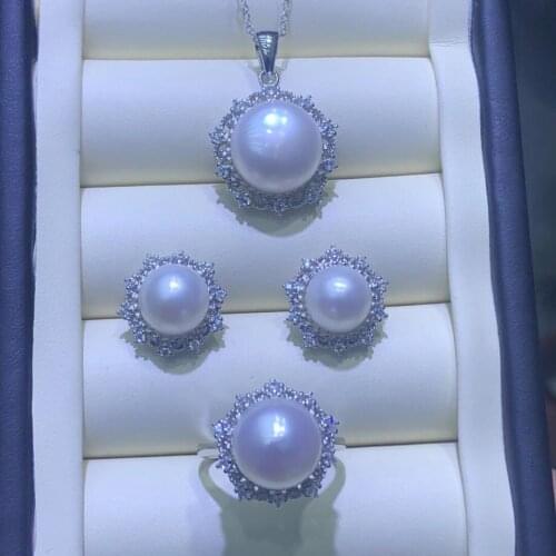 Trendy 925 Sterling Silver Pendant Earrings Ring Mountings Findings Base Jewelry Set Settings Parts for Pearls Beads Stones