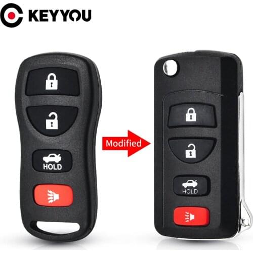 KEYYOU 10X 2/3BTN Flip Modified Remote Car Key Shell Uncut Key For NISSAN Pathfinder Titan Versa Maxima Frontier Murano INFINITI