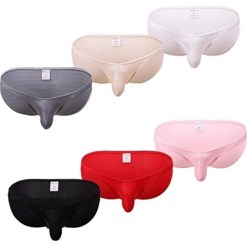 Fashion Sexy Man Briefs Funny Panties Male Gay Penis Pouch U Convex Jockstrap Bulge Soft Breathable Ice Silk Underwear