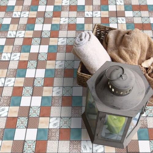 New mosaic tile stickers kitchen bathroom wall decoration waterproof stickers set of 18 pieces living room decoration