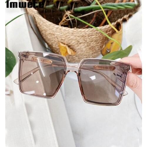 Imwete New Vintage Square Oversized Sunglasses Women Men Brand Designer Transparent Gradient Sun Glasses Big Frame Eyewear UV400