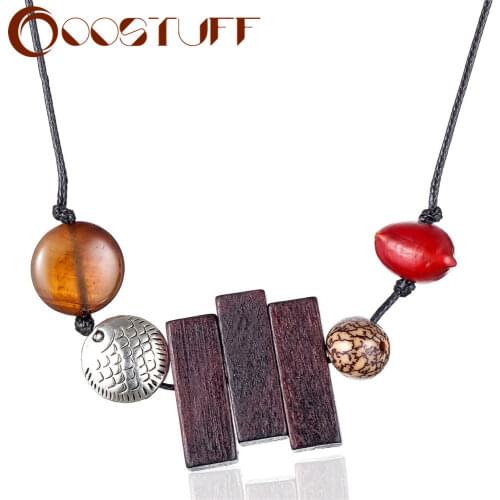 Wholesale Jewelry for Women Long Necklaces Vintage Fish Wood Beads necklaces & pendants collares mujer choker kolye bijoux femme