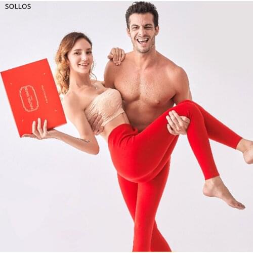 Couple red merino wool leggings men underwear women thermos thermal clothes sexy mens long johns thermo clothing warm pants gay