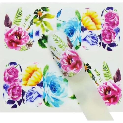 Flower Series Nail Art Water Transfer Stickers Full Wraps /Nail Tips DIY A07