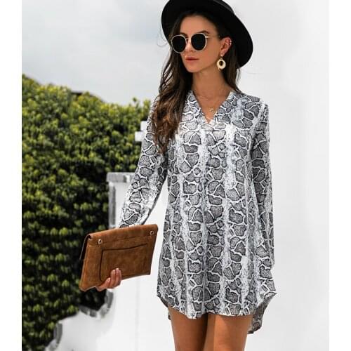 Sexy Mini Dress Women New Autumn Winter Fashion Casual V-neck Long Sleeve Print Leopard Loose Elegant Party Dresses For Femme