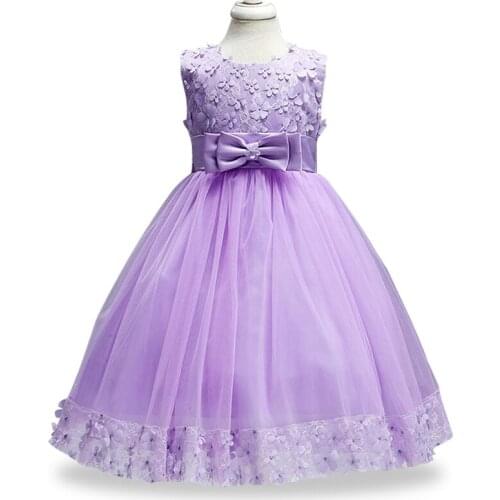 Hot baby girl flower dress new born baby clothing 2-8 years old girls party princess dress children kids clothes 10 colors LL314