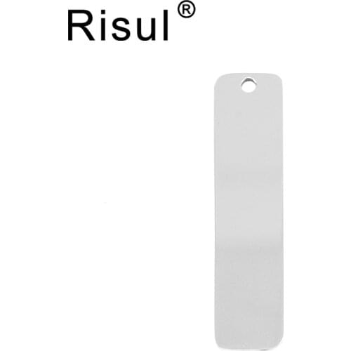 Risul rectangle 40x10mm Tags Pendant blank ID bar both sides high polish stainless steel diy Necklace Pendants wholesale 50pcs