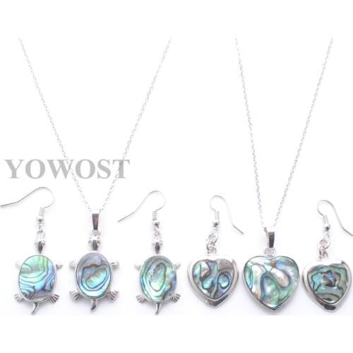 Earring Necklace Chain Jewelry Set for Women Abalone Shell Natural Pendulum Pendant Bead Charm for Female Jewellery Gift QBQ310