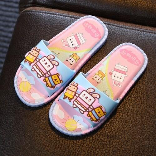 Summer Girls Boys Baby Home Beach Slides Cartoon Lovely Pink Rabbit Pig Children Slippers Toddler Kids Indoor Outdoor Flip Flops