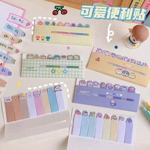120 Sheets Kawaii Animal Bear Sticky Notes Classified Index Sticker Label Maker Bookmark Memo Pad Kawaii Stationery