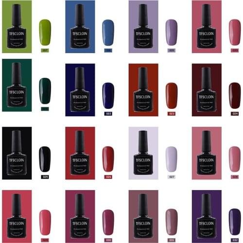 Tfscloin Nail Gel Polish For Manicure Salon Nail Art Tool 0.8ml Soak off UV LED Varnish 52 Color Coats Top Base Coat