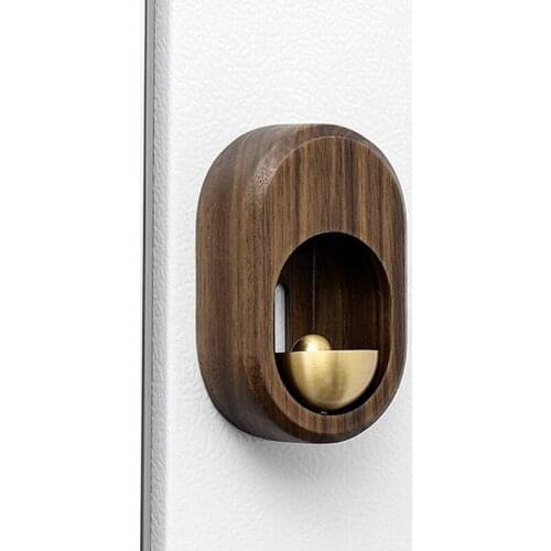 Suction Door Type Wind Chime Solid Wood Simple Handmade Refrigerator Door Copper Bell Home Decor